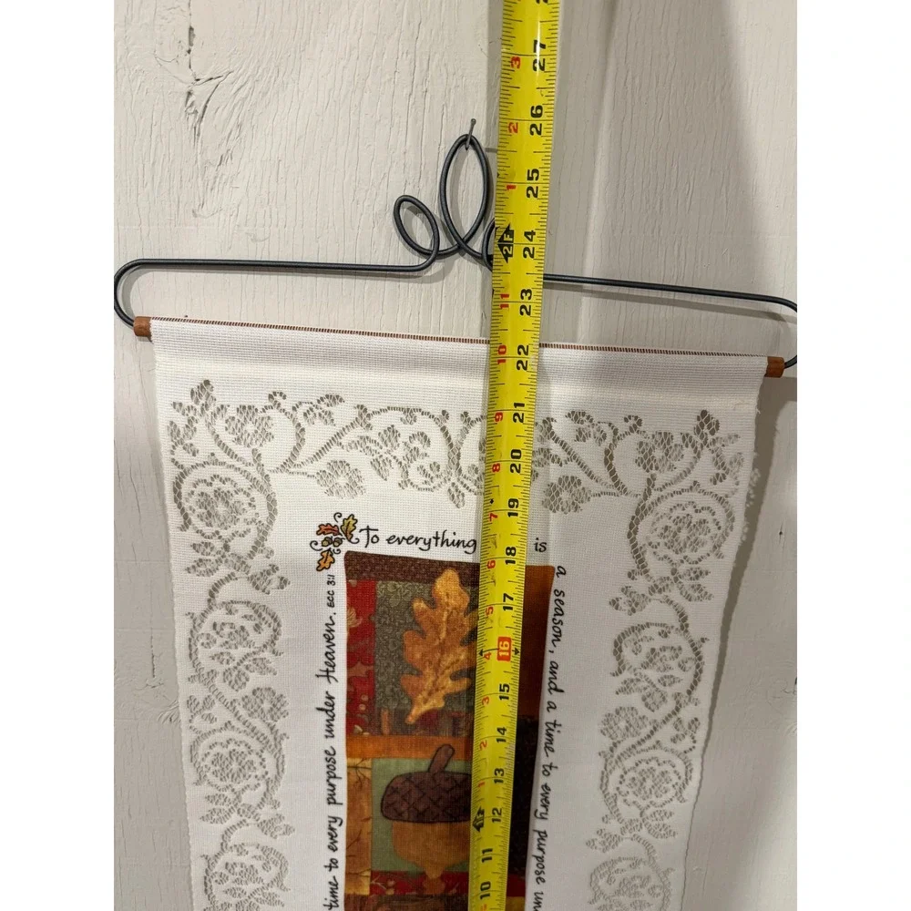 Autumn Lace Wall Hanging Ecclesiastes 3:1 Scripture Fall Decor with Wire Hanger